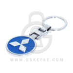 Mitsubishi Logo Car Key Metal Key Chain Keychain Key Ring Chrome Blue