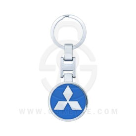 Mitsubishi Logo Car Key Metal Key Chain Keychain Key Ring Chrome Blue Color