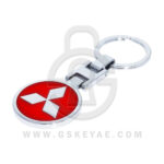 Mitsubishi Logo Car Key Metal Key Chain Keychain Key Ring Chrome RED