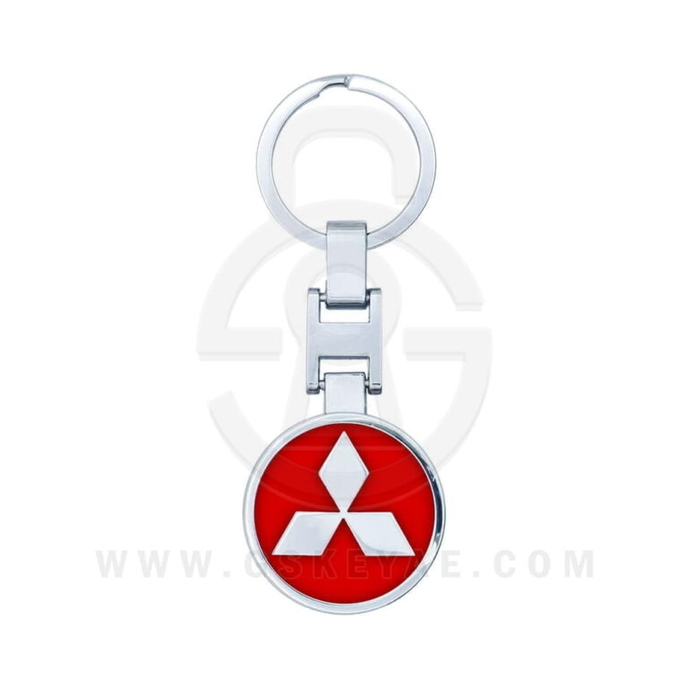Mitsubishi Logo Car Key Metal Key Chain Keychain Key Ring Chrome RED Color