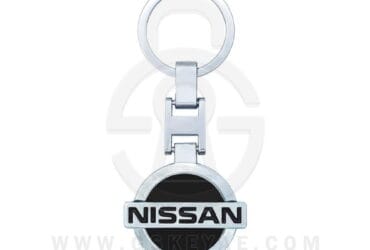 Porte-clés en métal avec logo Nissan, anneau porte-clés, finition chrome noir