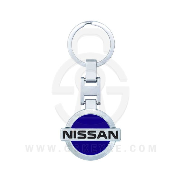 Nissan Logo Car Key Metal Key Chain Keychain Key Ring Chrome Blue Color