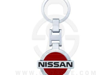Nissan Logo Car Key Metal Key Chain Keychain Key Ring Chrome RED Color