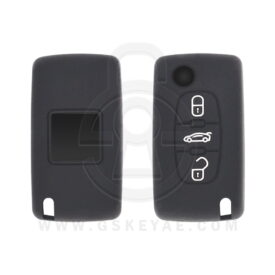 Peugeot 407 408 Flip Remote Key Silicone Protective Cover Case 3 Button