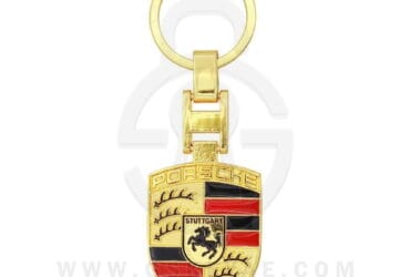 Porsche Logo Metal Key Chain Keychain Key Ring Chrome Yellow Color