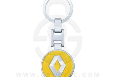 Porte-clé métallique avec logo Renault, anneau de clé chromé de couleur jaune