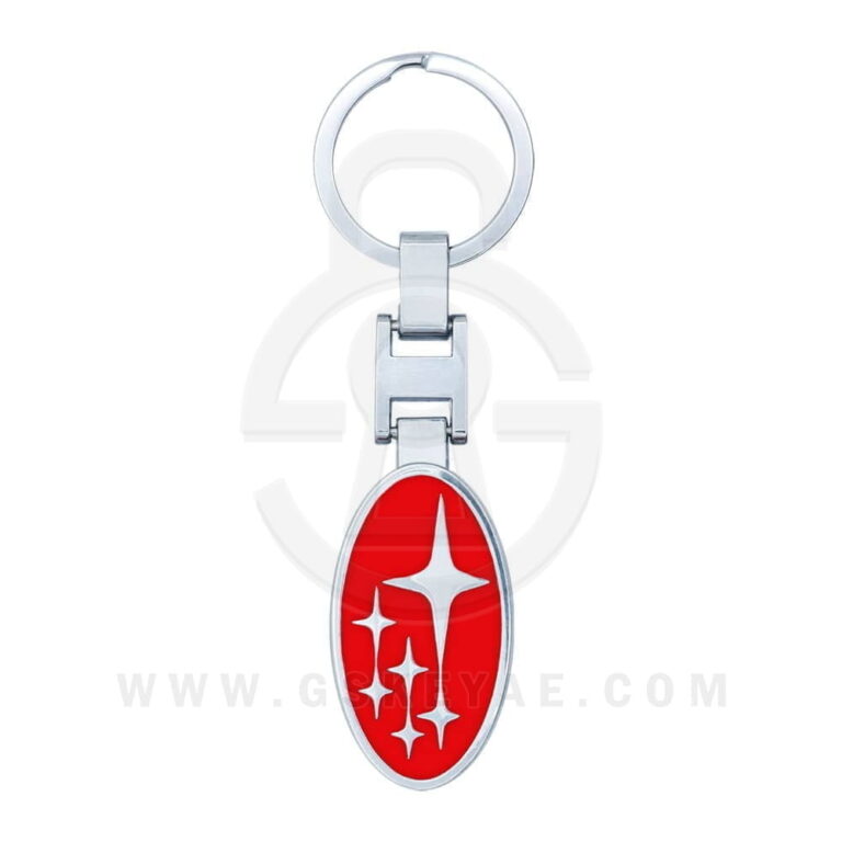 Subaru Logo Car Key Metal Key Chain Keychain Key Ring Chrome RED Color