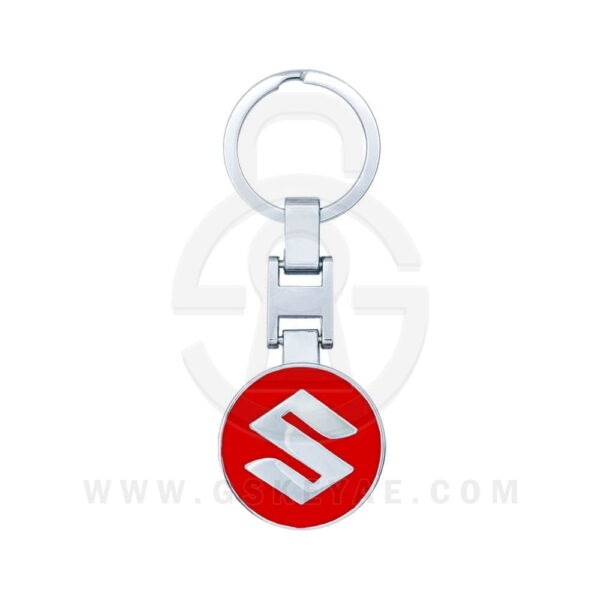 Suzuki Logo Car Key Metal Key Chain Keychain Key Ring Chrome RED Color