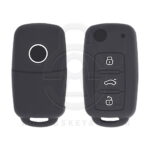 VW Volkswagen Touareg Phaeton Flip Remote Key 3 Button Silicone Cover Case