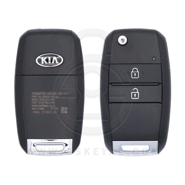 2020 Genuine KIA Pegas Soluto Flip Key Remote 2 Buttons 433MHz SYEC2TX1708 95430-H7100 (OEM)