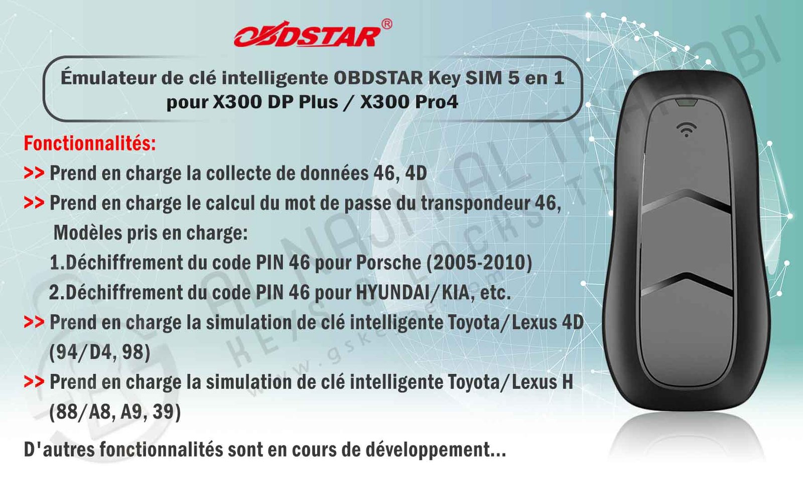 Émulateur de clé intelligente OBDSTAR Key SIM 5 en 1 pour X300 DP Plus / X300 Pro4