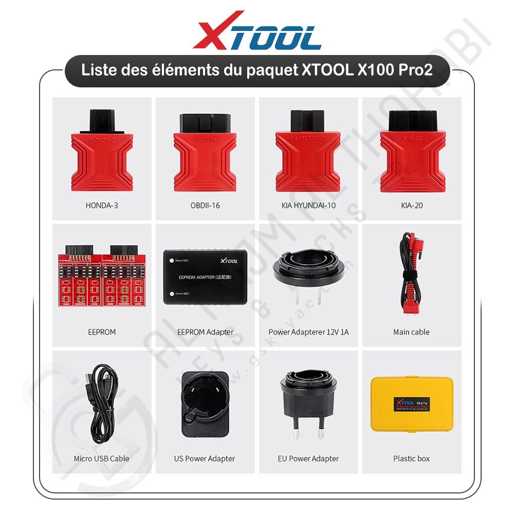 Liste des éléments du paquet XTOOL X100 Pro2