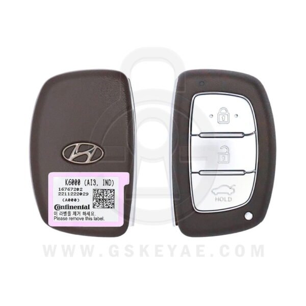 2022 Genuine Hyundai Grand I10 Smart Key Remote 3 Buttons 433MHz 95440-K6000 OEM