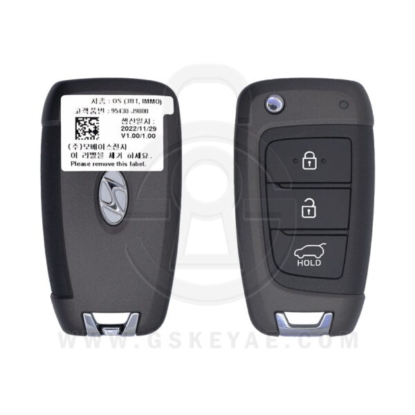 2018-2020 Hyundai Kona Flip Key Remote 3 Button 433MHz 46-60 Chip 95430-J9800 USED