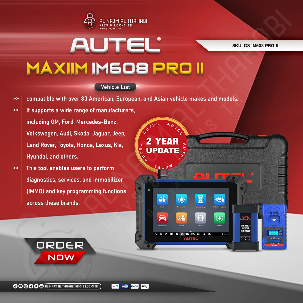 Autel MaxiIM IM608 PRO II Vehicle Car List