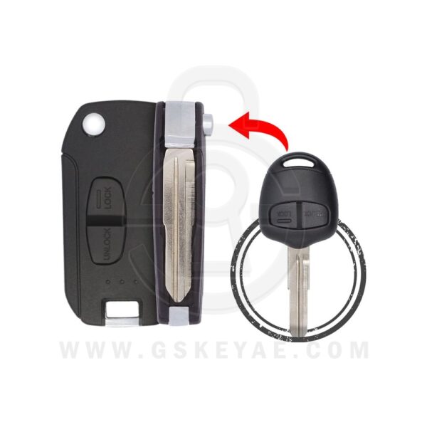 2006-2014 Mitsubishi Pajero Flip Key Remote Shell Cover 2 Button MIT8 Modified
