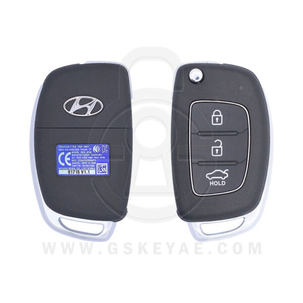 2014-2016 Genuine Hyundai Accent Flip Key Remote 3 Buttons 433MHz RKE-4F08 95430-1RAB1 USED