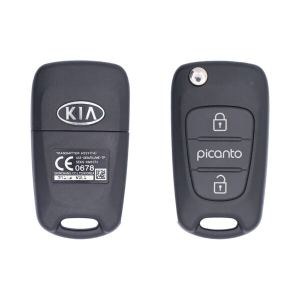 2012 KIA Picanto Flip Key Remote 2 Buttons 433MHz 4D-60 Chip SEKS-KM10TX 95430-1Y300 USED