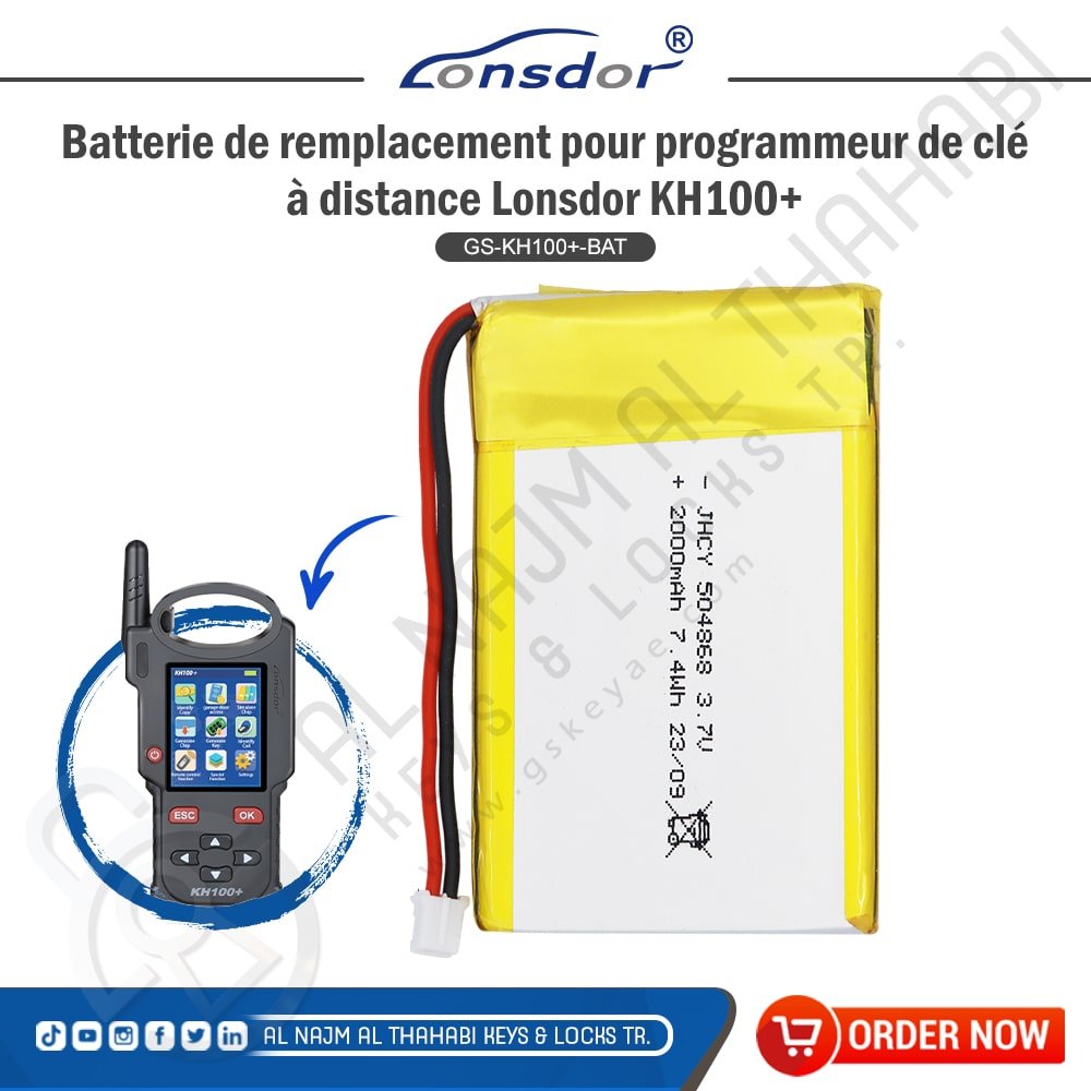 Batterie de remplacement pour programmeur de clé à distance Lonsdor KH100+