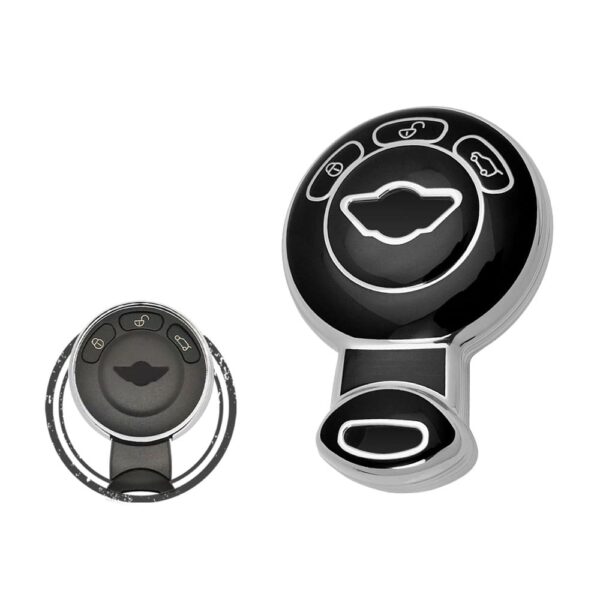 TPU Car Key Cover Case For Mini Cooper Remote Key 3 Buttons Black Chrome Color