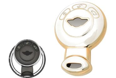TPU Car Key Cover Case For Mini Cooper Remote Key 3 Buttons WHITE GOLD Color
