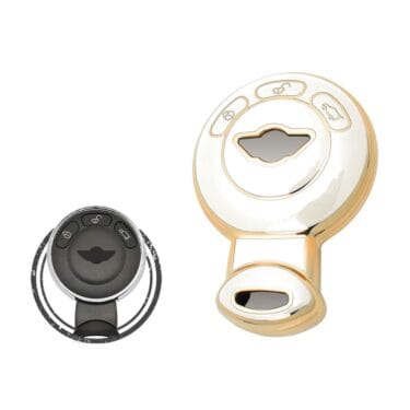 TPU Car Key Cover Case For Mini Cooper Remote Key 3 Buttons WHITE GOLD Color