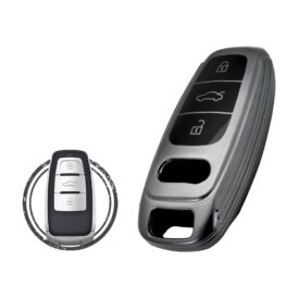 TPU Car Key Cover Case Compatible With Audi Remote Key 3 Buttons BLACK Metal Color