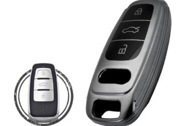 TPU Car Key Cover Case Compatible With Audi Remote Key 3 Buttons BLACK Metal Color