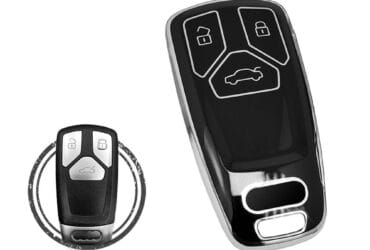 TPU Car Key Cover Case Compatible With Audi TT A4 A5 Q7 SQ7 Smart Key Remote 3 Buttons BLACK CHROME Color
