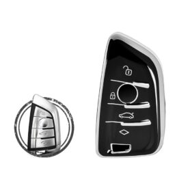 TPU Key Cover Case For BMW F-Series X5 X6 CAS4+/FEM/BDC Smart Key Remote 4 Button Black Chrome Color