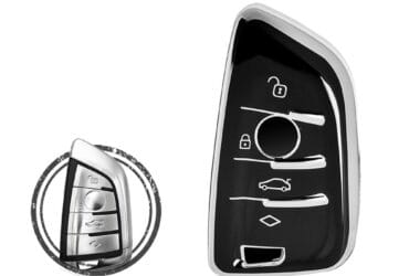 TPU Key Cover Case For BMW F-Series X5 X6 CAS4+/FEM/BDC Smart Key Remote 4 Button Black Chrome Color