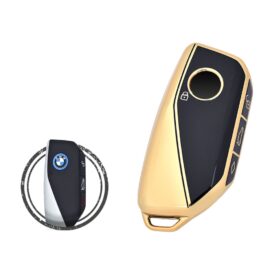 TPU Key Cover Case For BMW Smart Key Remote IYZBK1 BK1 4 Button BLACK GOLD Color