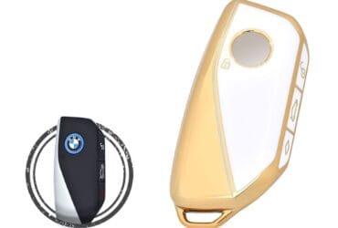 TPU Key Cover Case For BMW Smart Key Remote IYZBK1 BK1 4 Button WHITE GOLD Color