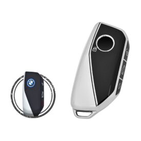 TPU Key Cover Case For BMW Smart Key Remote IYZBK1 BK1 4 Button Black Chrome Color