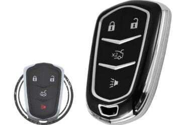 TPU Key Cover Case For Cadillac ATS CTS XTS Smart Key Remote 4 Button Black Chrome Color