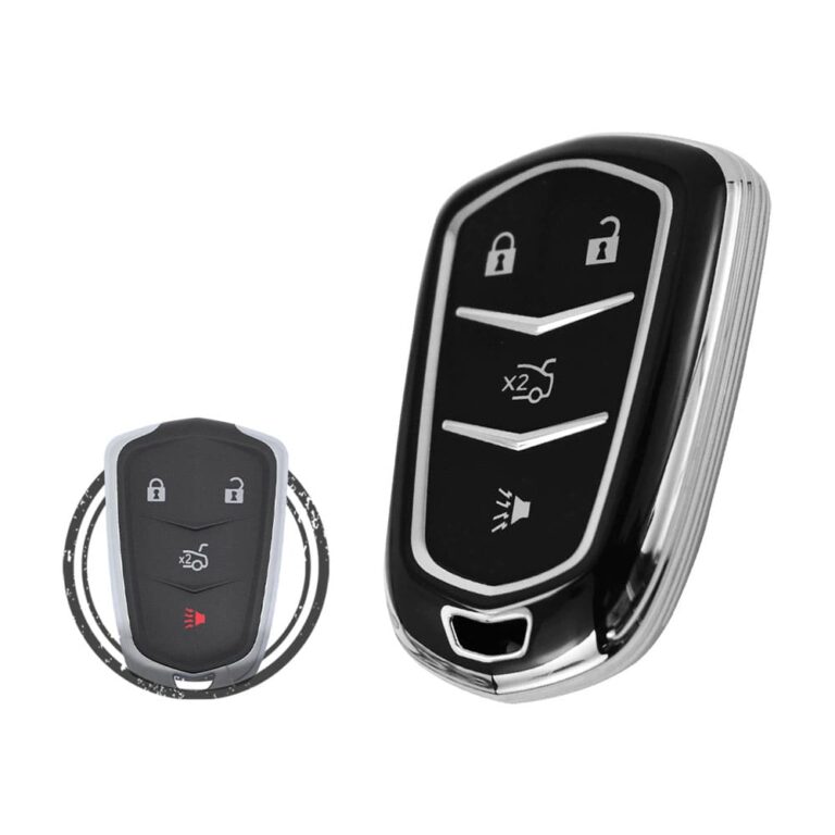 TPU Key Cover Case For Cadillac ATS CTS XTS Smart Key Remote 4 Button Black Chrome Color