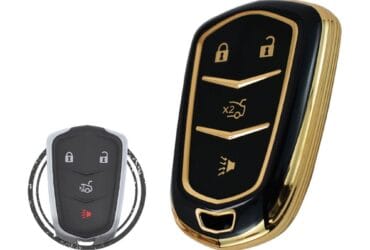 TPU Key Cover Case Protector For Cadillac ATS CTS XTS Smart Key Remote 4 Button BLACK GOLD Color