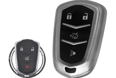 TPU Key Fob Cover Case For Cadillac ATS CTS XTS Smart Key Remote 4 Button BLACK Metal Color