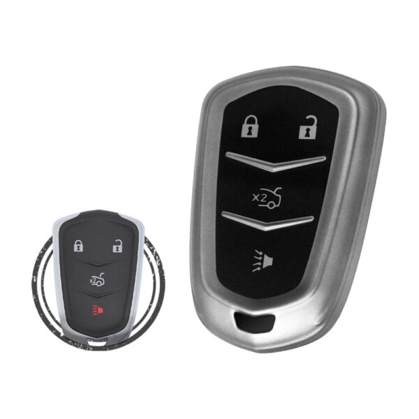 TPU Key Fob Cover Case For Cadillac ATS CTS XTS Smart Key Remote 4 Button BLACK Metal Color