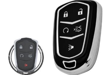 Coque en TPU pour clé intelligente Cadillac ATS CTS XTS Escalade 5 boutons chrome noir