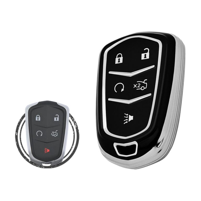 TPU Key Cover Case For Cadillac ATS CTS XTS Escalade Smart Key Remote 5 Button Black Chrome Color