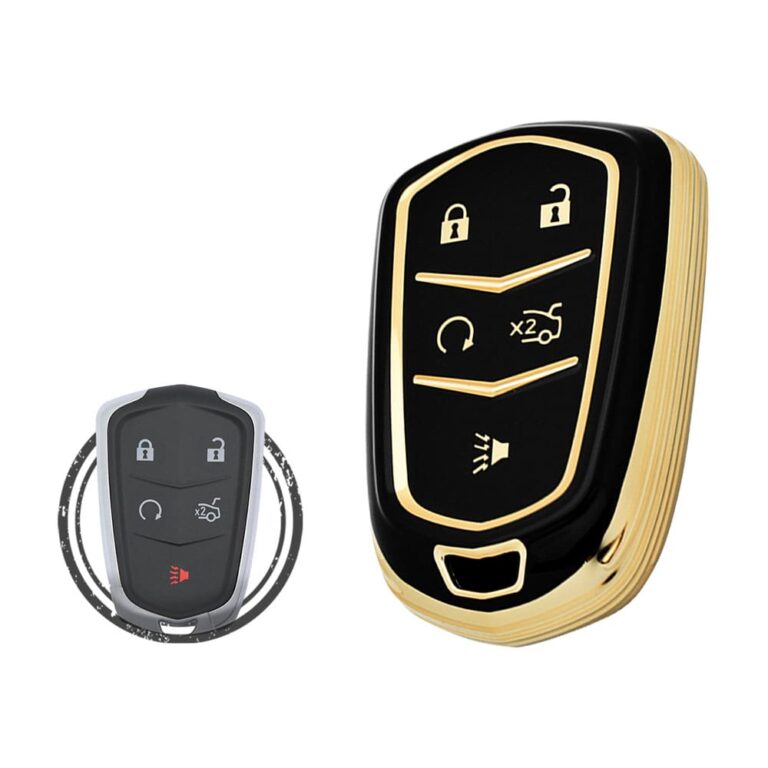 TPU Key Cover Case Protector For Cadillac ATS CTS XTS Escalade SRX Smart Key Remote 4 Button BLACK GOLD Color