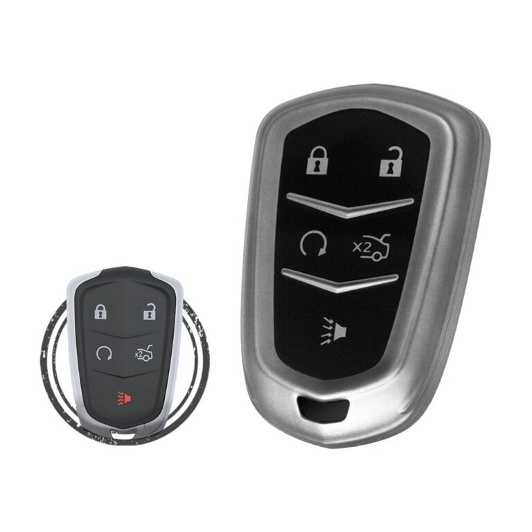TPU Key Fob Cover Case For Cadillac ATS CTS XTS SRX Escalade Smart Key Remote 5 Button BLACK Metal Color