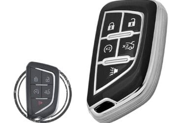 TPU Key Cover Case For Cadillac CT4 CT5 Smart Key Remote 5 Button Black Chrome Color