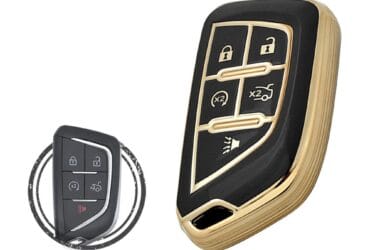 TPU Key Cover Case Protector For Cadillac CT4 CT5 Smart Key Remote 5 Button BLACK GOLD Color