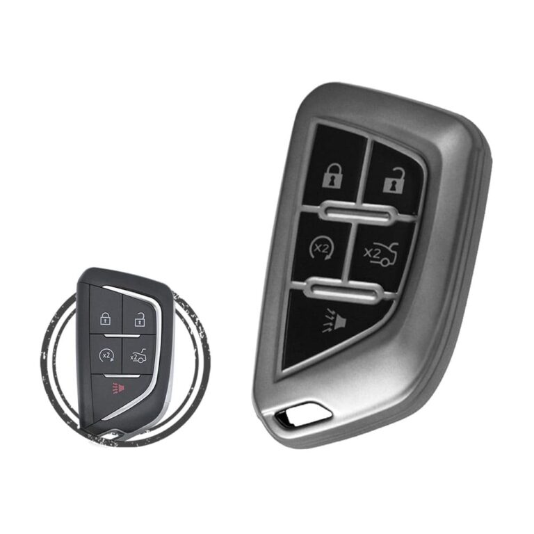 TPU Key Fob Cover Case For Cadillac CT4 CT5 Smart Key Remote 5 Button BLACK Metal Color