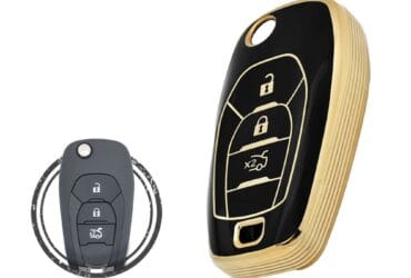 TPU Key Cover Case For Chevrolet Cruze Aveo Flip Key Remote 3 Button BLACK GOLD Color