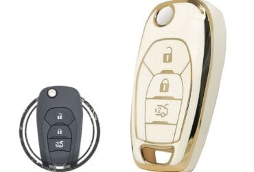 TPU Key Cover Case For Chevrolet Cruze Aveo Flip Key Remote 3 Button WHITE GOLD Color