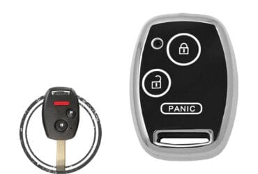 TPU Key Cover Case For Honda Remote Head Key 3 Button w/ Panic Black Chrome Color