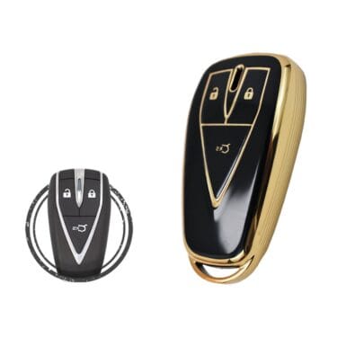 TPU Key Cover Case For Changan CS55 Plus Smart Key Remote 3 Button BLACK GOLD Color
